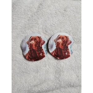 Labrador Car Coasters Brown Dog Auto Cup‎ Holder Coaster Set of 2